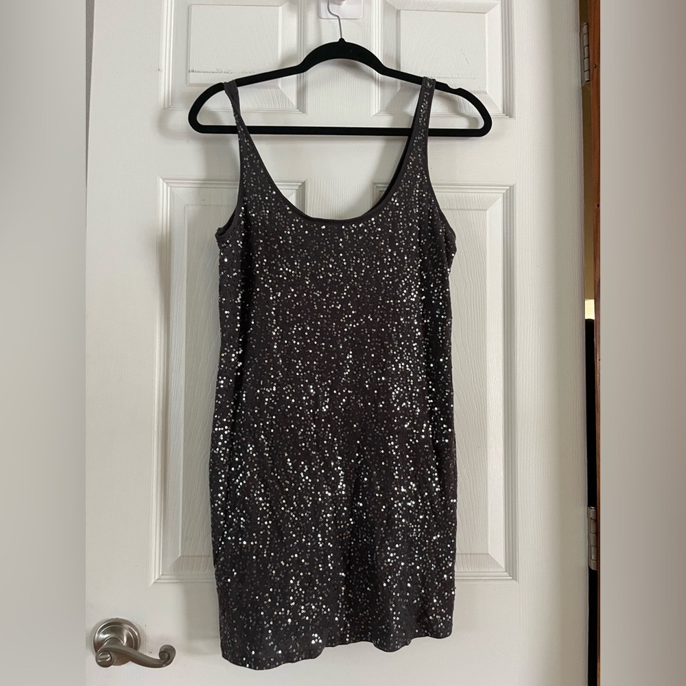 Express Charcoal Gray Sequin Mini Dress